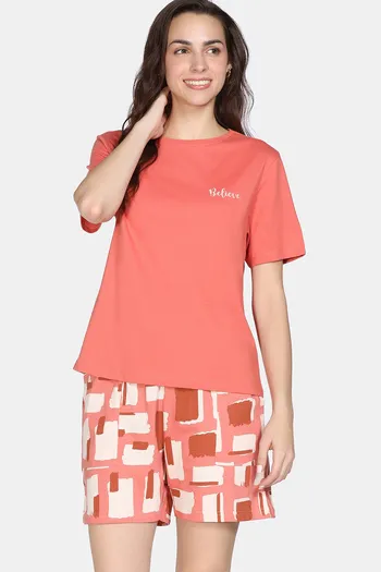 Buy Zivame 2 Mile Fashion Knit Cotton Loungewear Set - Burnt Sienna